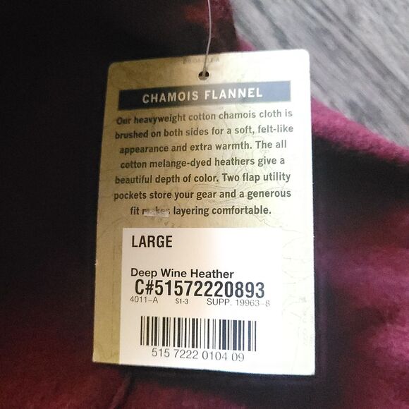 NWT Chamois Cloth St. John's Bay Large Burgundy Button-Down Long-sleeve Shirt - Picture 5 of 10